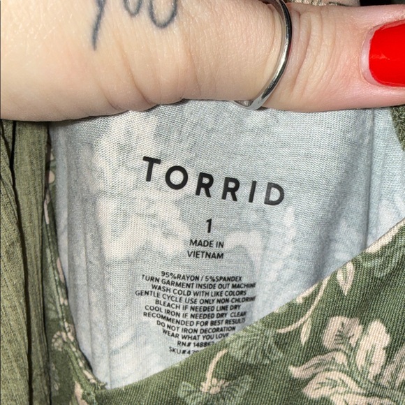 Torrid size 1 Floral/paisley Olive Green Midi Dress - Picture 8 of 8